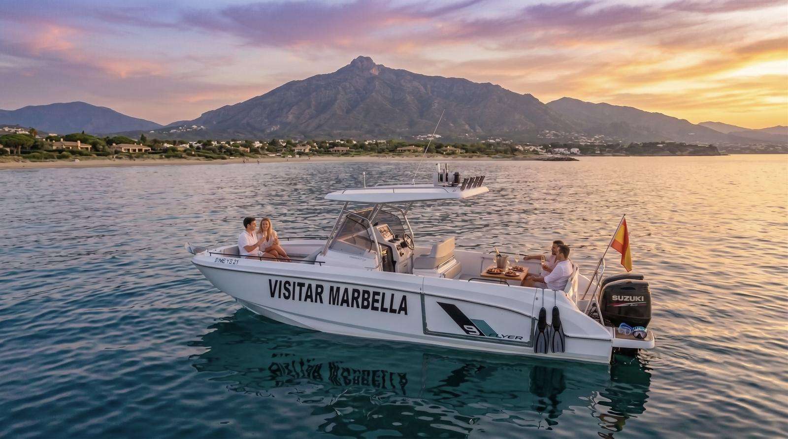 Visitar Marbella at golden hour beneath La Concha